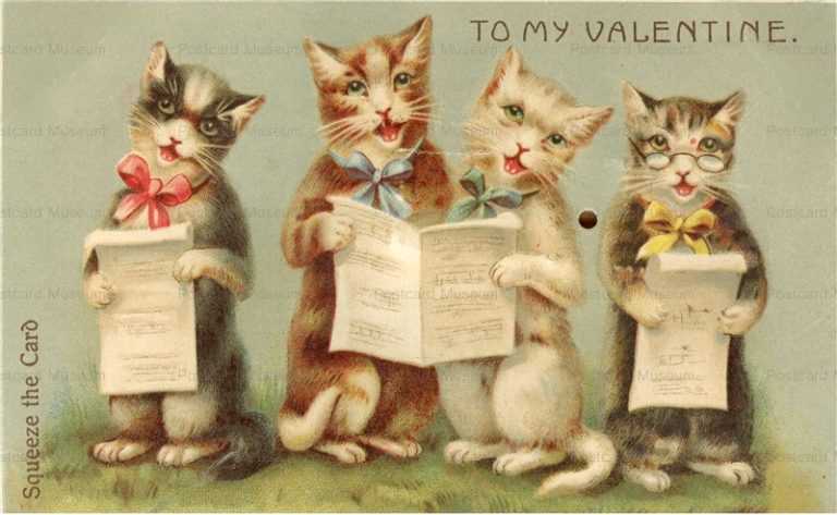 acc008-quartet of a singing cat calls,nature of a voice 歌うネコのカルテット 鳴き声付き　valentine